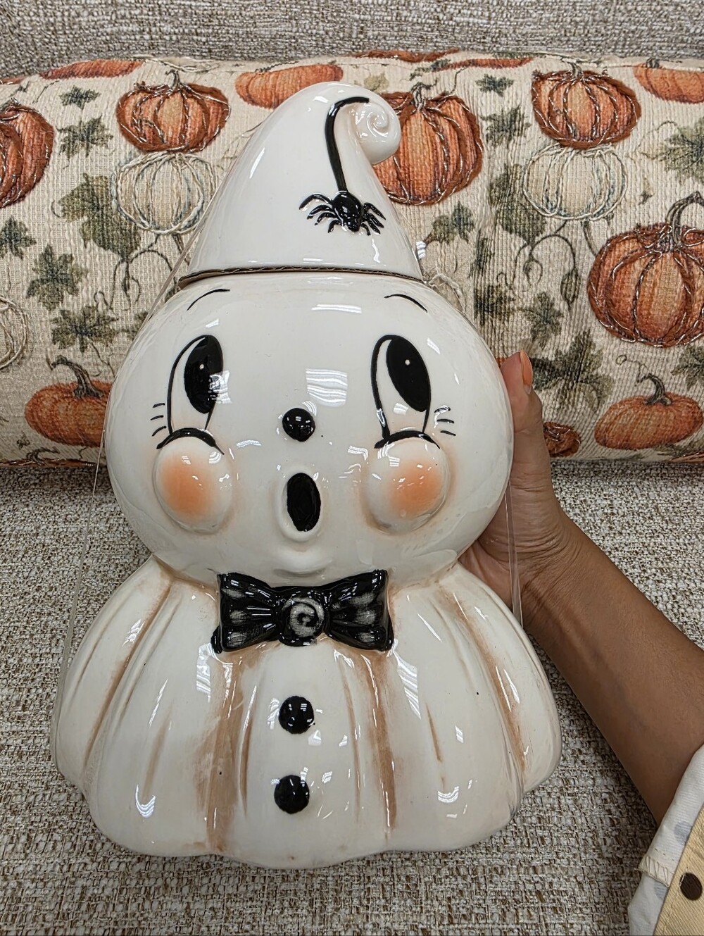 Ceramic Ghost Cookie Jar - White Halloween Decor